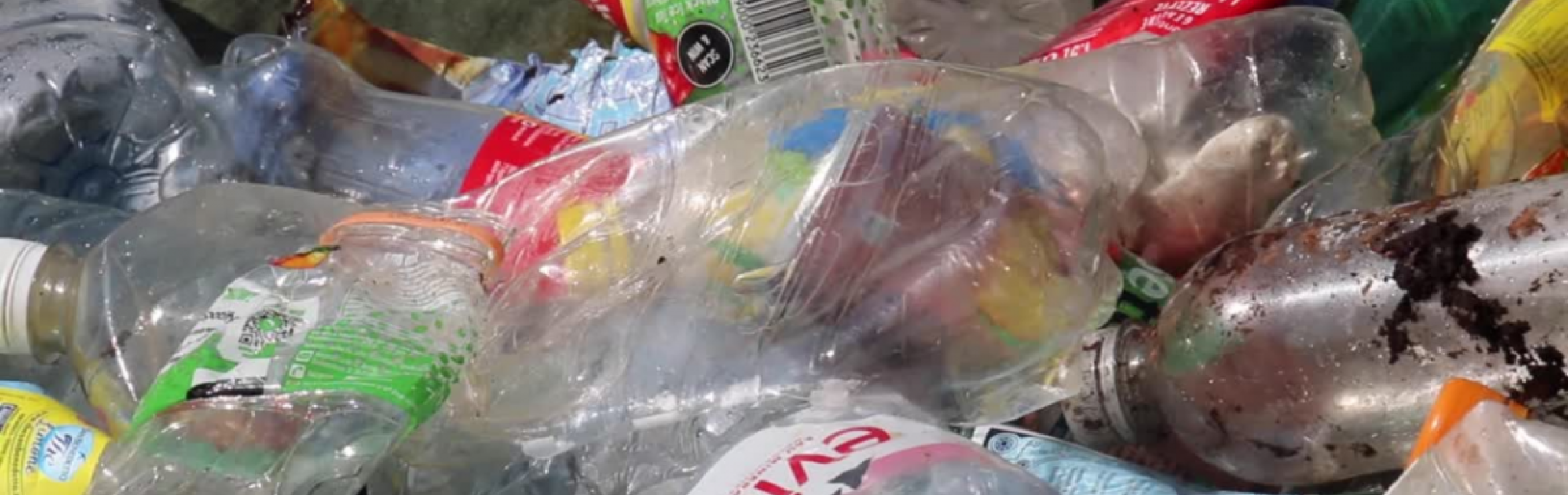 Plastic bottles in a trash pile