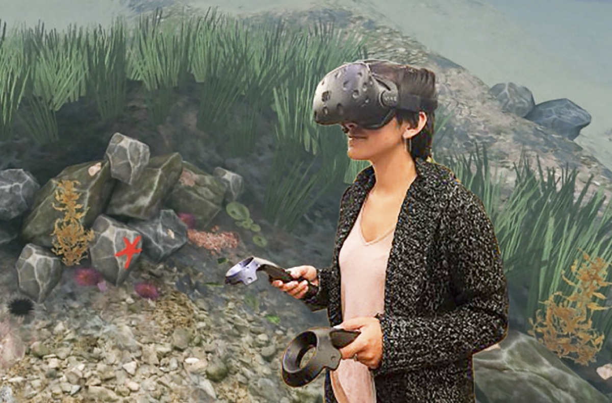 woman in VR goggles