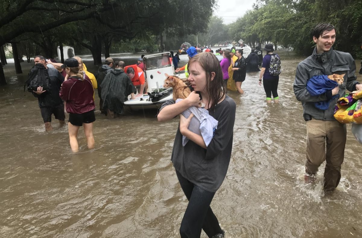 Houston residents evacuate during Hurricane Harvey.