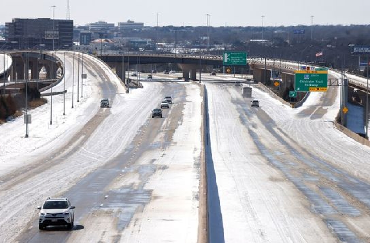 Frozen road in Texas