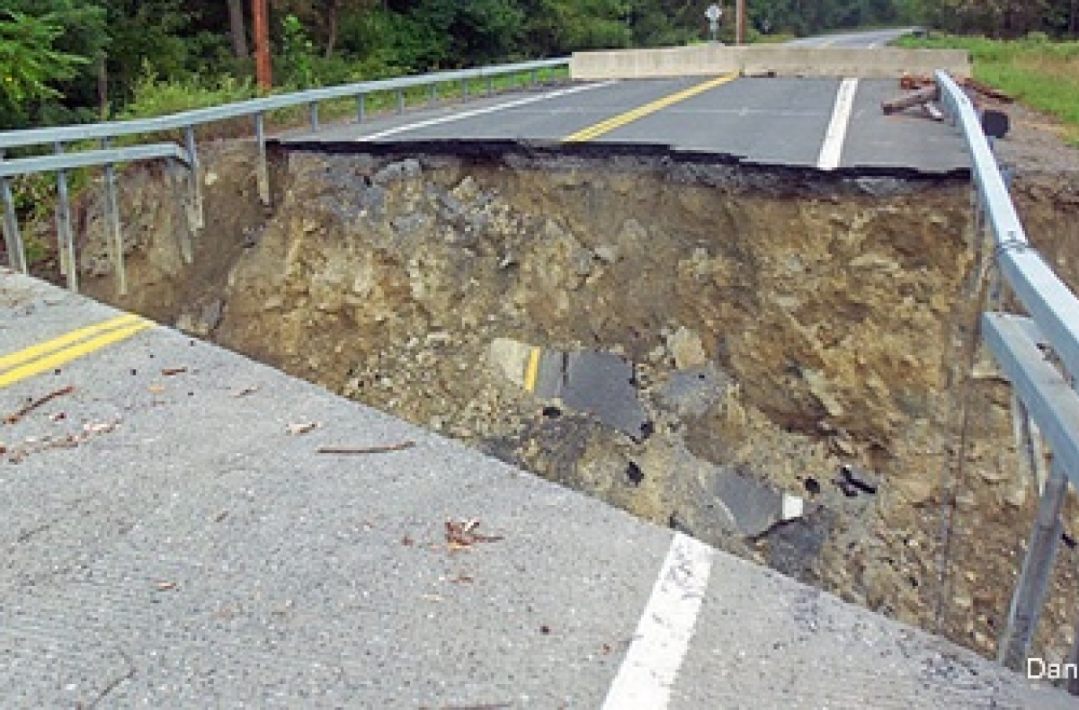 washed out road