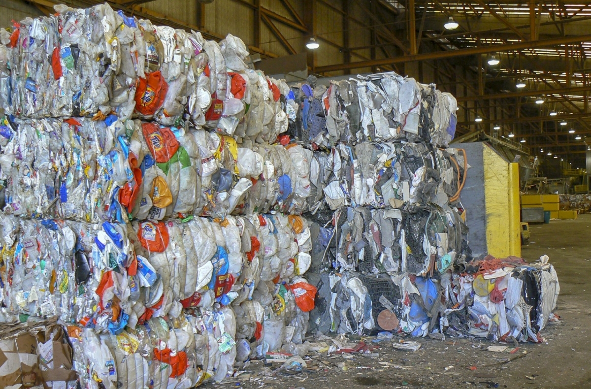 plastic waste bales