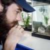 Matt McCoy with an octopus at the Marine Biological Laboratory at Woods Hole, MA.