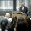 Portuguese President Marcelo Rebelo de Sousa speaks at the Huang Engineering Center at Stanford University.