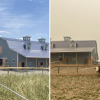 Before and after photos of wildfire smoke from Canadian fires that reached Sweet Farm, an animal sanctuary on the west shores of Seneca Lake in Himrod, N.Y.