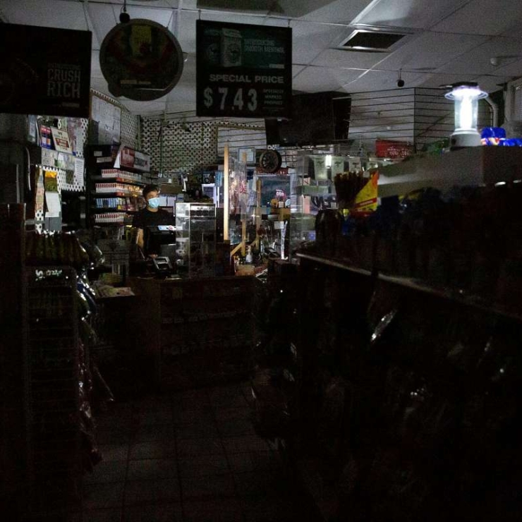 A dark store interior