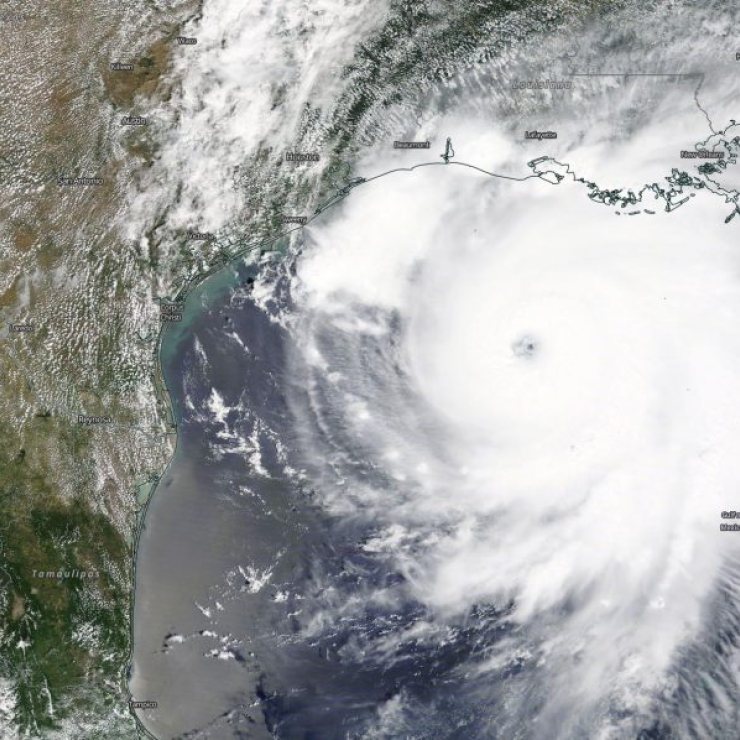 view from space of Hurricane Laura