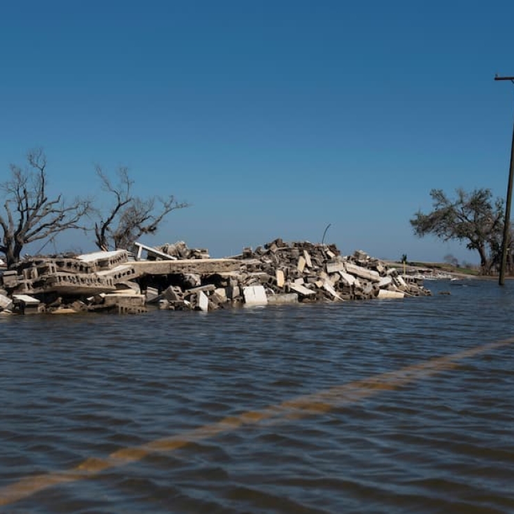 rubble in water