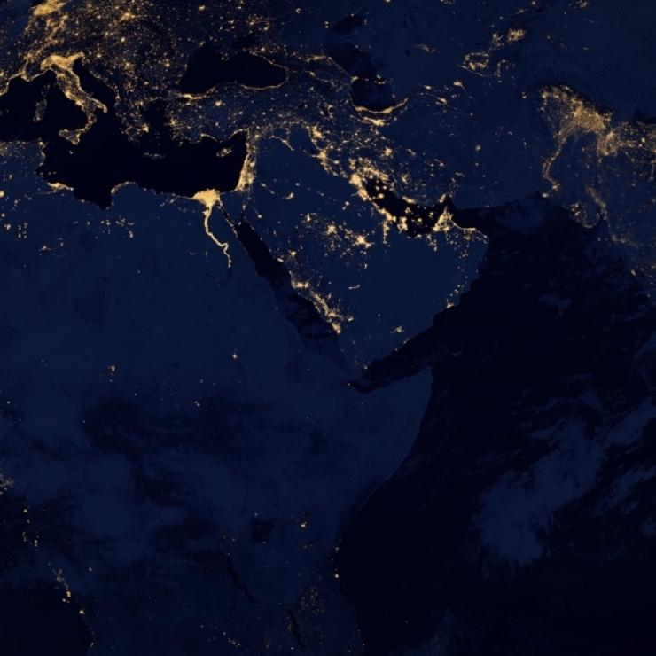 satellite image of Earth at night