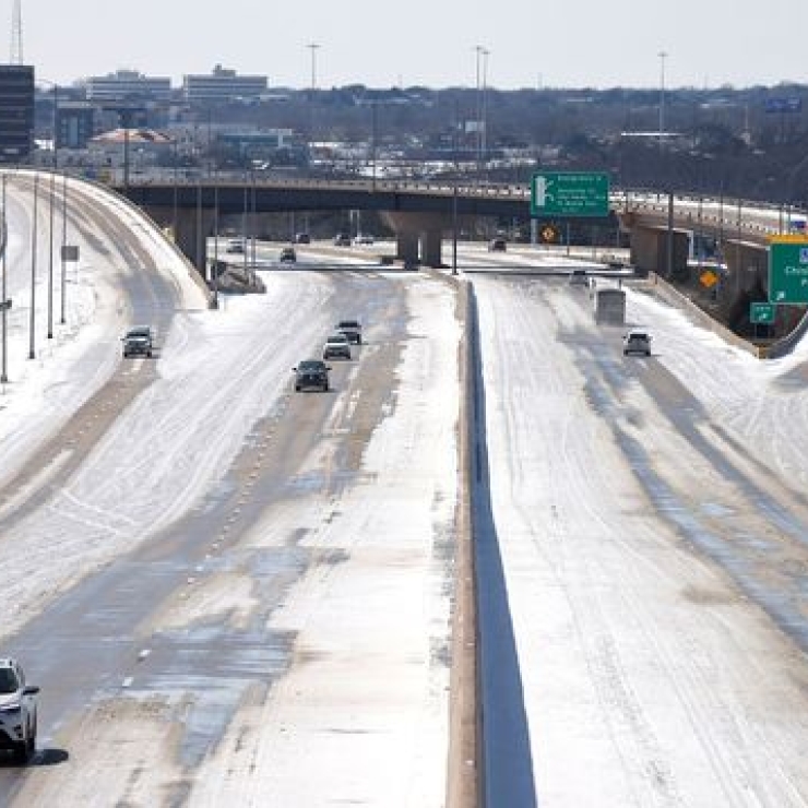 Frozen road in Texas