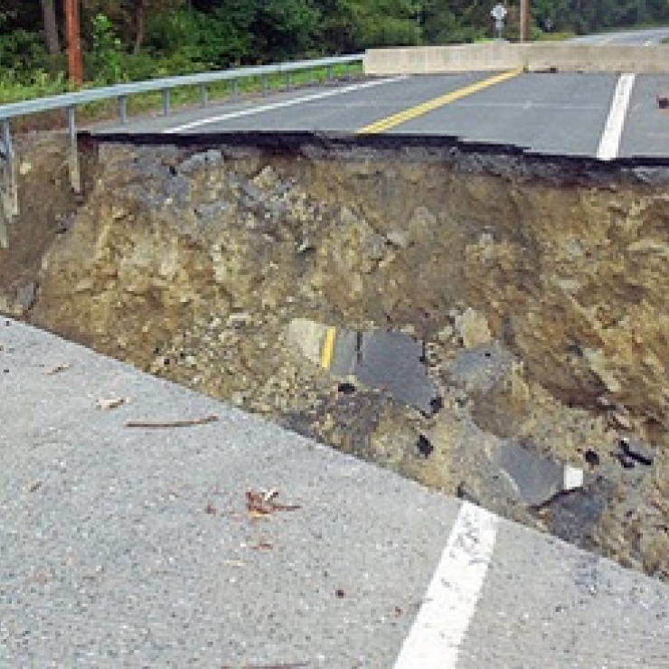 washed out road