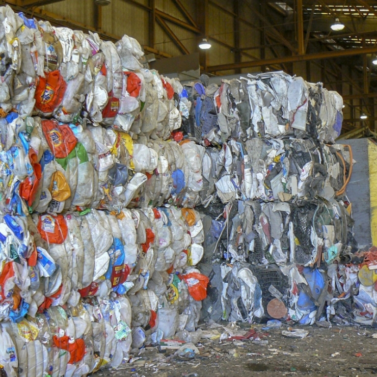 plastic waste bales